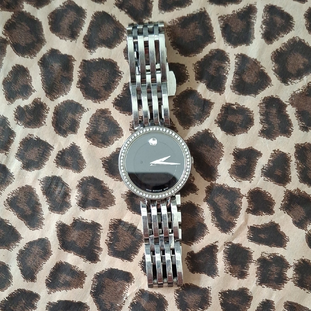 Movado Women's Silver and Black Watch